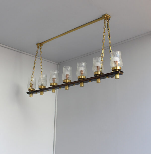 Fine French Midcentury 7 Linear Lights Chandelier by Perzel - Image 5