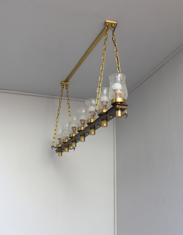 Fine French Midcentury 7 Linear Lights Chandelier by Perzel - Image 6