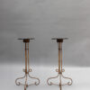 Pair of Fine French 1940s Wrought Iron and Black Opaline Pedestal Stands
