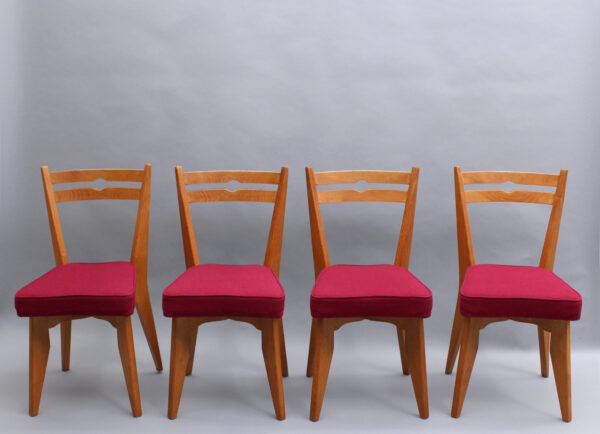 Set of 4 Fine French 1950s Oak Dining Chairs by Guillerme et Chambron - Image 2