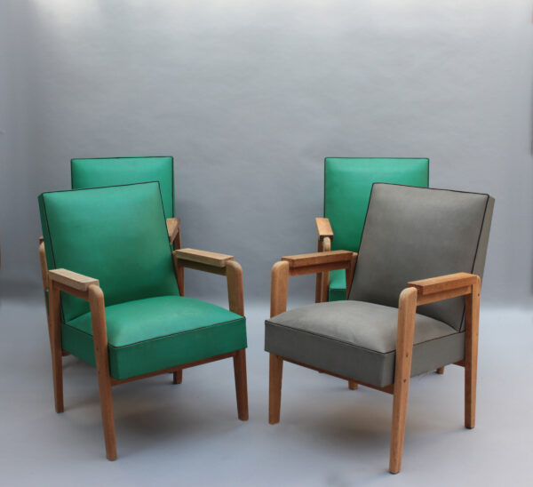 12 Fine French 1950s Oak Armchairs by Marcel Gascoin - Image 16