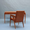 Fine French 1950s Leather Covered Desk and Chairs by Jacques Adnet
