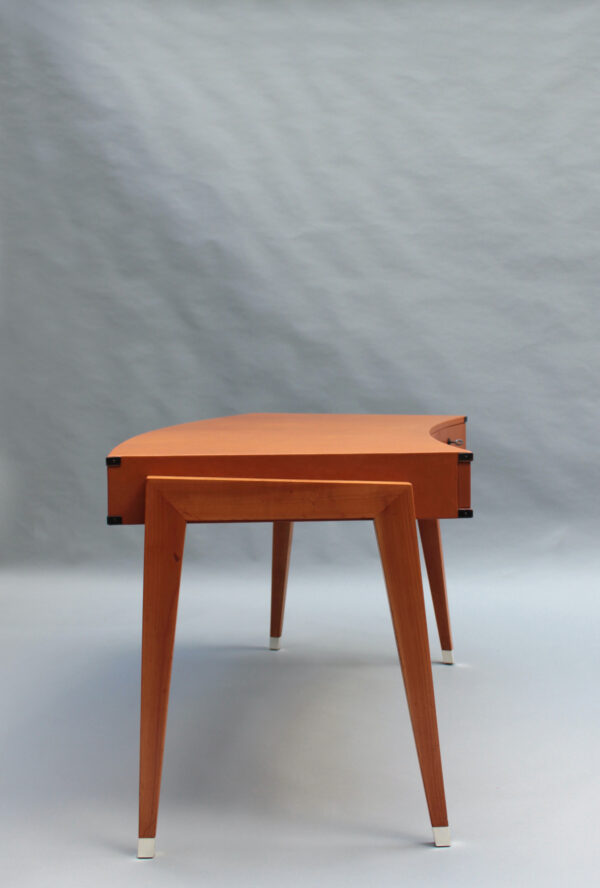 Fine French 1950s Leather Covered Desk and Chairs by Jacques Adnet - Image 11