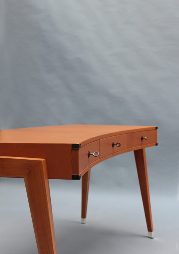 Fine French 1950s Leather Covered Desk and Chairs by Jacques Adnet - Image 13