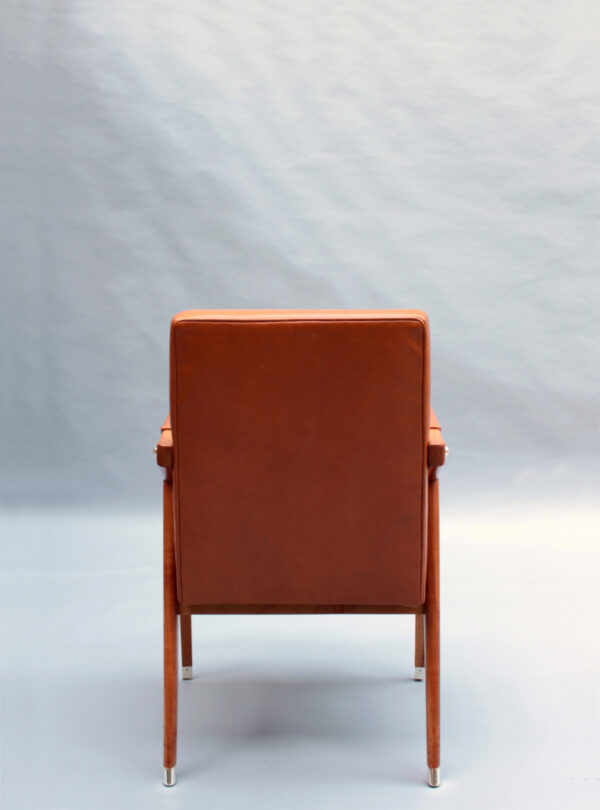 Fine French 1950s Leather Covered Desk and Chairs by Jacques Adnet - Image 9