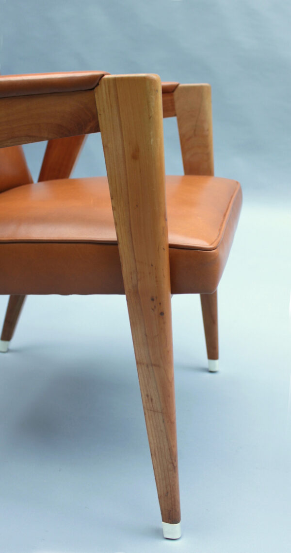 Fine French 1950s Leather Covered Desk and Chairs by Jacques Adnet - Image 20