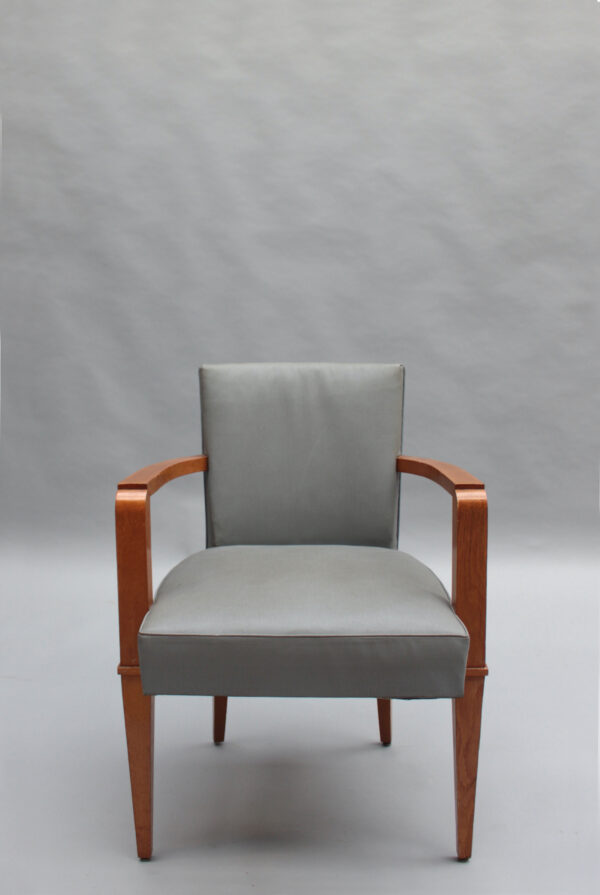 9 Fine French 1940s Oak Armchairs by Jacques Quinet - Image 2