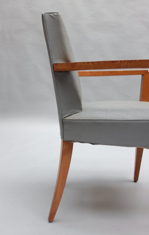 9 Fine French 1940s Oak Armchairs by Jacques Quinet - Image 9