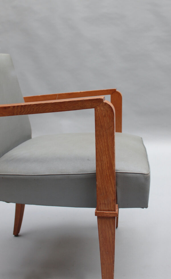 9 Fine French 1940s Oak Armchairs by Jacques Quinet - Image 10