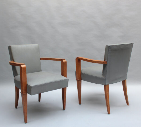 9 Fine French 1940s Oak Armchairs by Jacques Quinet - Image 12