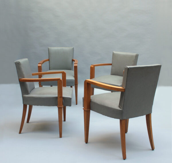 9 Fine French 1940s Oak Armchairs by Jacques Quinet - Image 13