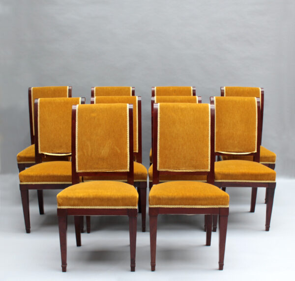 Set of 10 Fine French Art Deco Mahogany Dining Chairs - Image 2