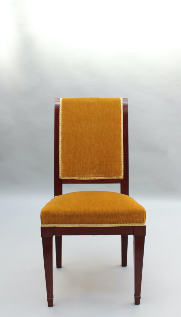 Set of 10 Fine French Art Deco Mahogany Dining Chairs - Image 3