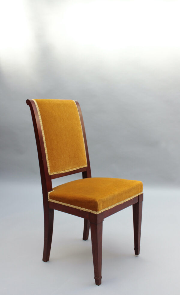 Set of 10 Fine French Art Deco Mahogany Dining Chairs - Image 4