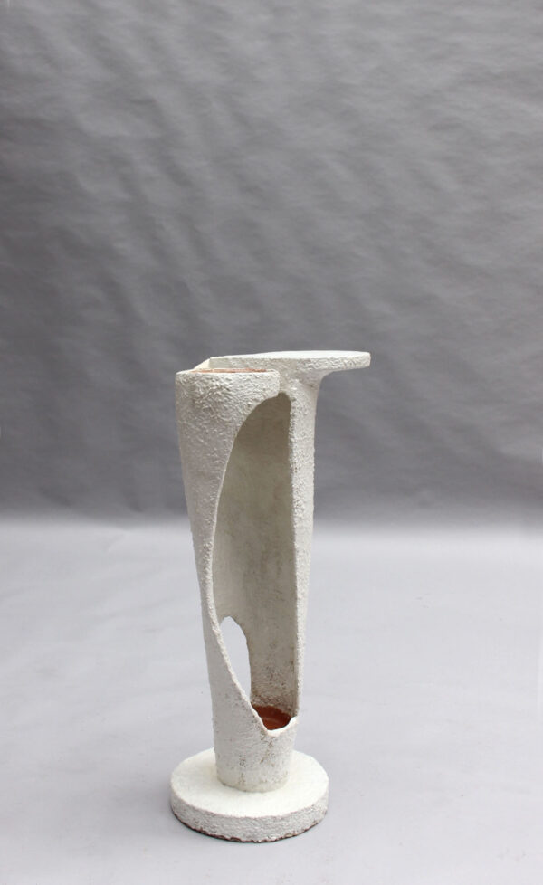 French Mid-Century Sculptural Roughcast-painted Terracotta Plant Holder - Image 5