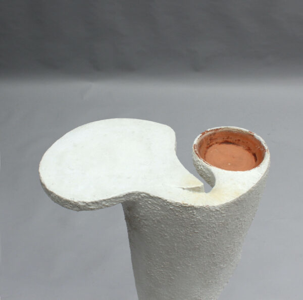 French Mid-Century Sculptural Roughcast-painted Terracotta Plant Holder - Image 11