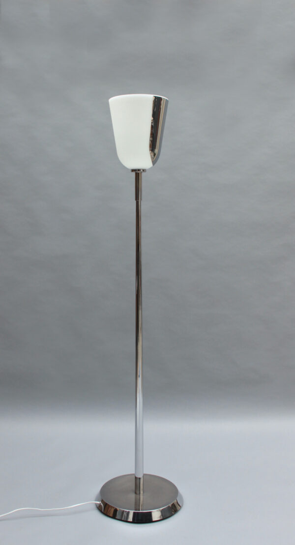 Fine French Mid-Century Chrome and Glass Floor Lamp by Jean Perzel - Image 3