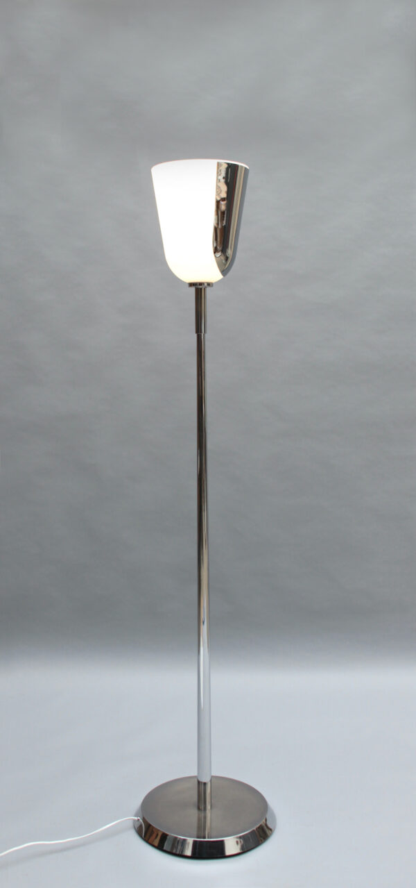 Fine French Mid-Century Chrome and Glass Floor Lamp by Jean Perzel - Image 4