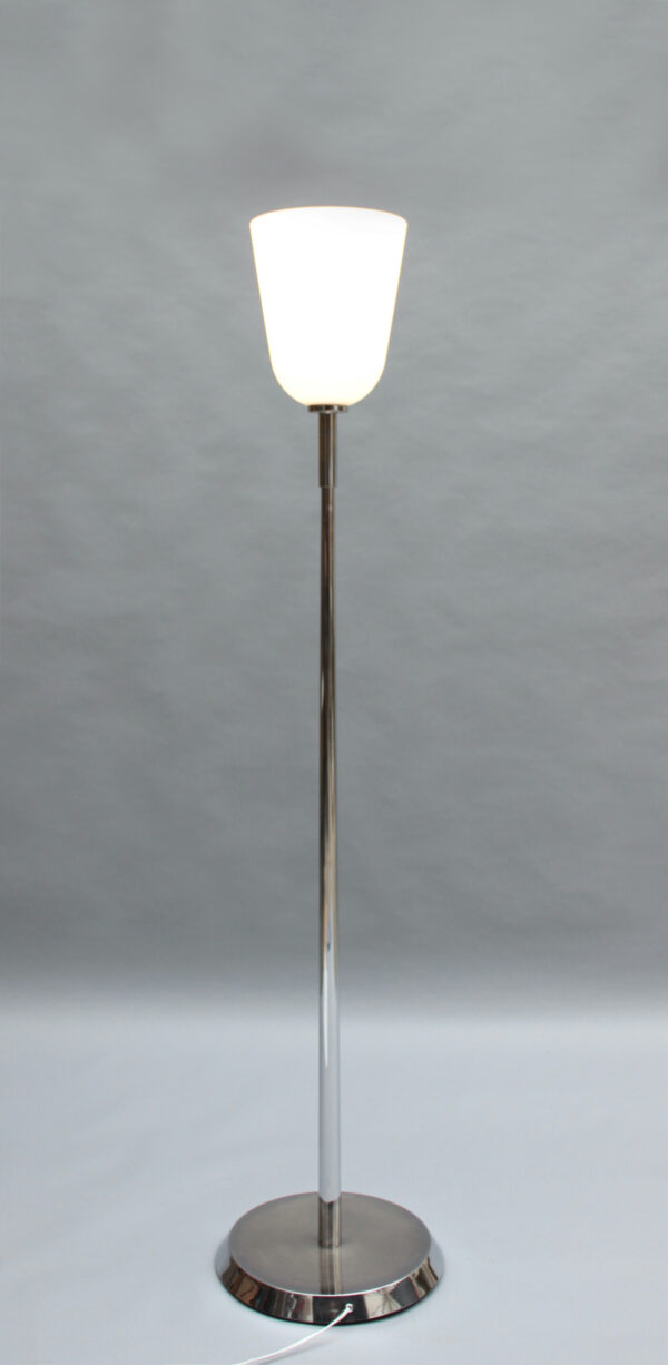 Fine French Mid-Century Chrome and Glass Floor Lamp by Jean Perzel - Image 2