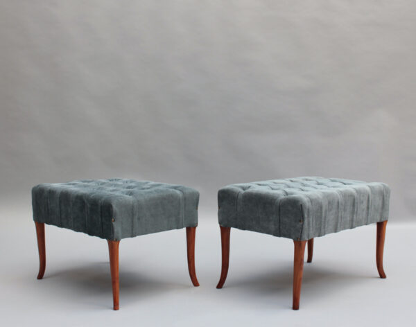 Pair of Italian Mid-Century Chesterfield Pouffes - Image 5