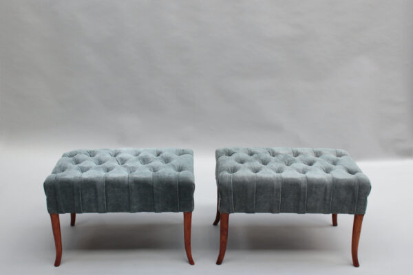 Pair of Italian Mid-Century Chesterfield Pouffes - Image 2