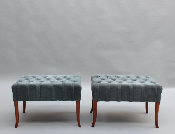 Pair of Italian Mid-Century Chesterfield Pouffes - Image 3