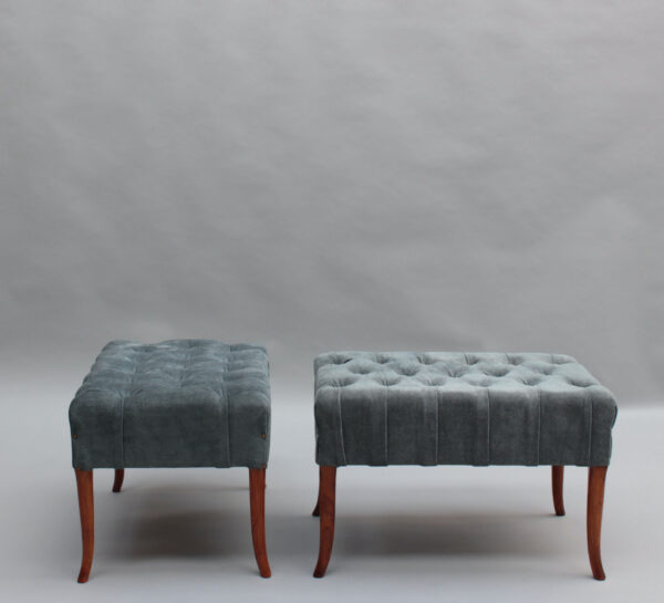 Pair of Italian Mid-Century Chesterfield Pouffes - Image 4