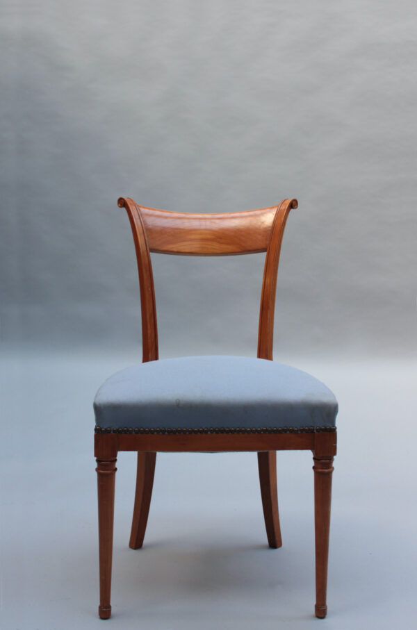 A Pair of Fine French Art Deco Cherry Wood Side Chairs - Image 7