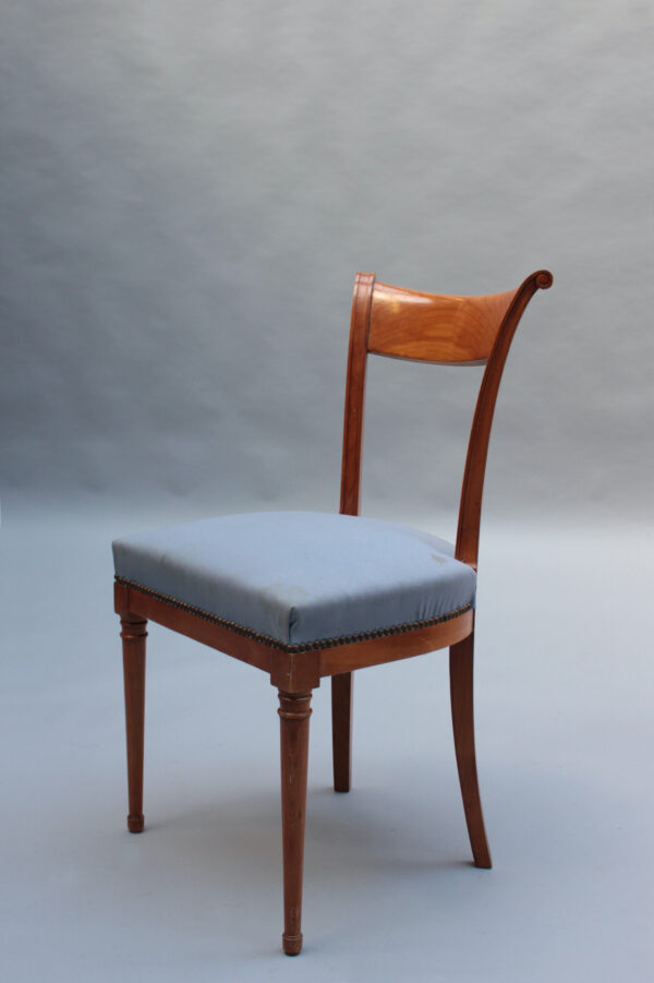 A Pair of Fine French Art Deco Cherry Wood Side Chairs - Image 8