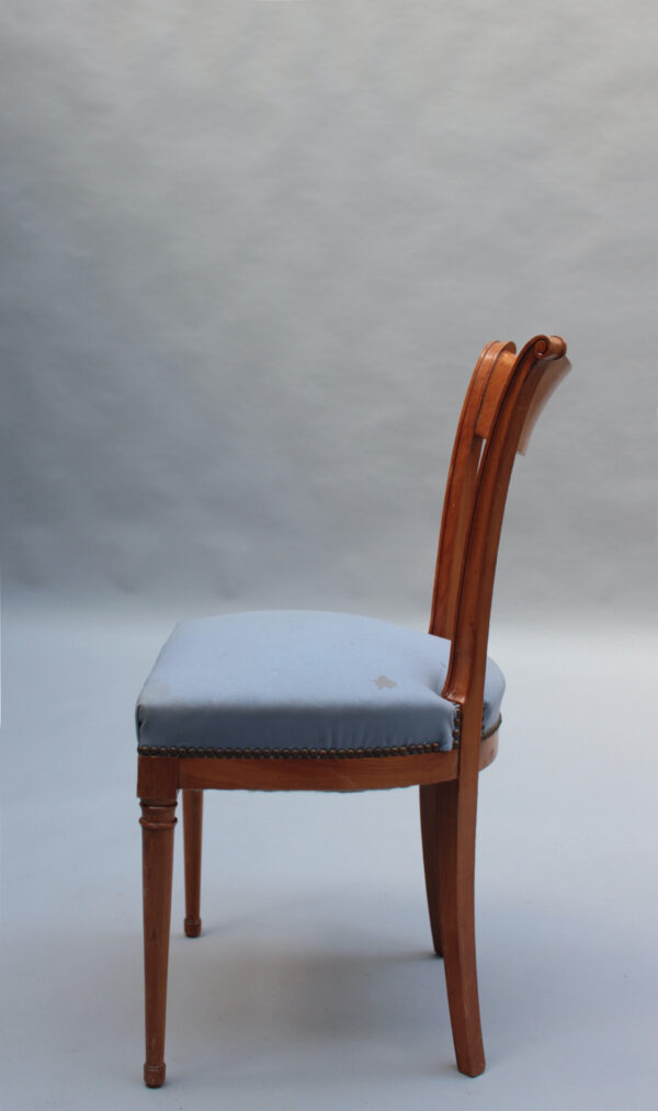 A Pair of Fine French Art Deco Cherry Wood Side Chairs - Image 9