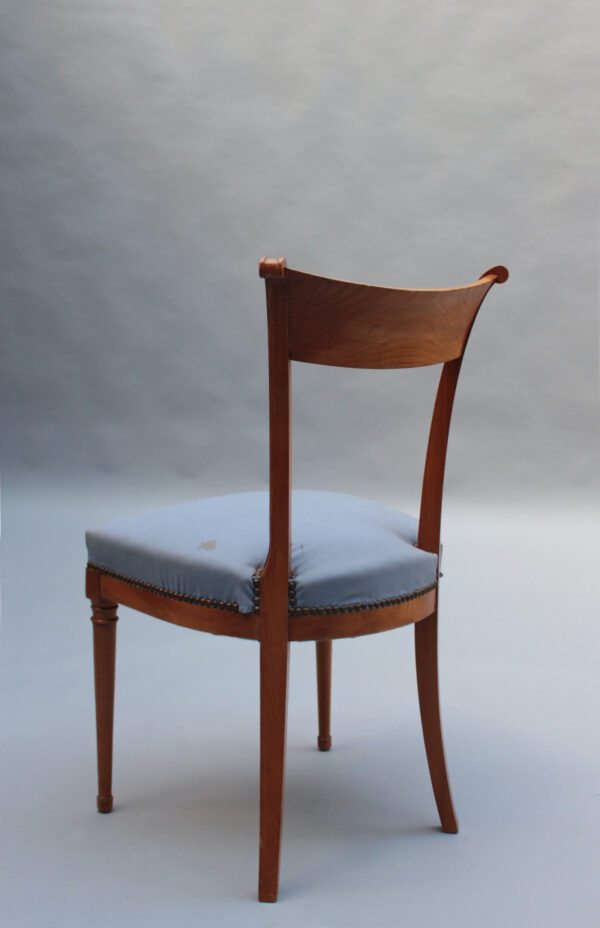 A Pair of Fine French Art Deco Cherry Wood Side Chairs - Image 10