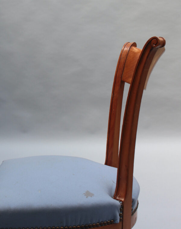 A Pair of Fine French Art Deco Cherry Wood Side Chairs - Image 14