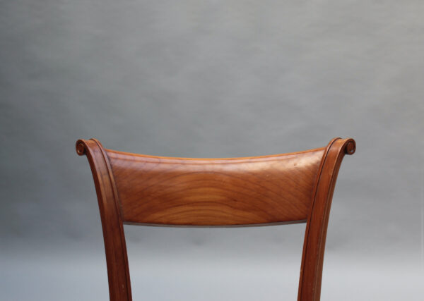 A Pair of Fine French Art Deco Cherry Wood Side Chairs - Image 12