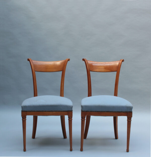 A Pair of Fine French Art Deco Cherry Wood Side Chairs - Image 2