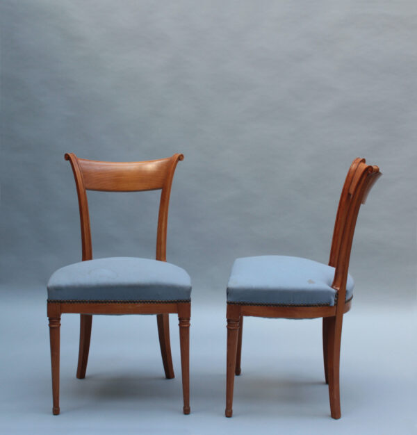 A Pair of Fine French Art Deco Cherry Wood Side Chairs - Image 3