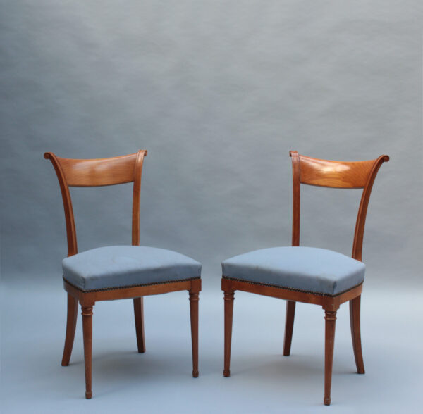 A Pair of Fine French Art Deco Cherry Wood Side Chairs - Image 5