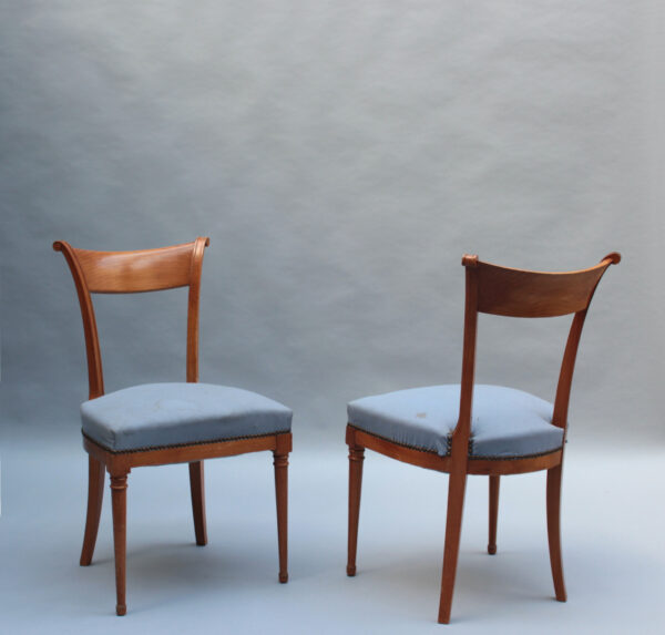 A Pair of Fine French Art Deco Cherry Wood Side Chairs - Image 6