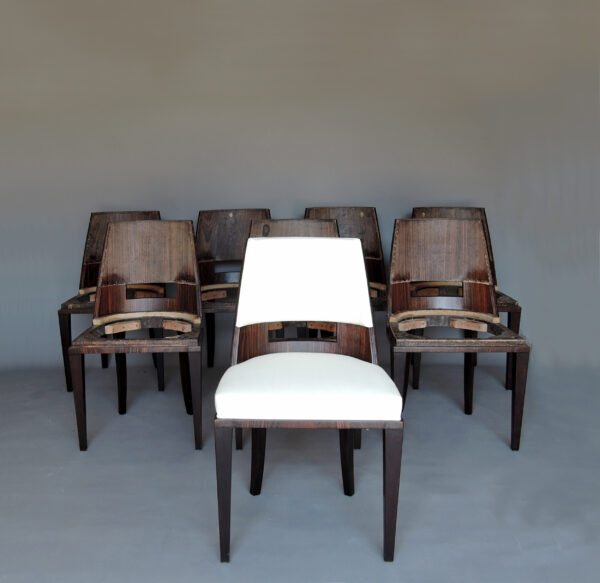 Set of 8 Fine French Art Deco Dining Chairs by D.I.M. - Image 17