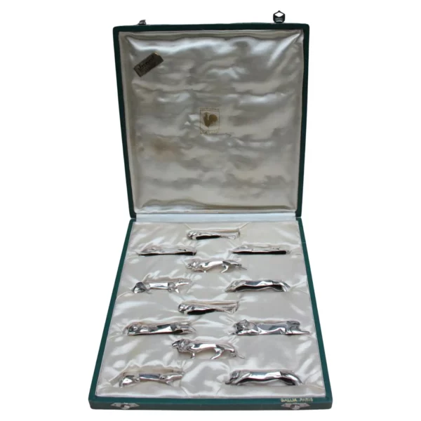 Set of 12 Fine French Art Deco Silver plated 