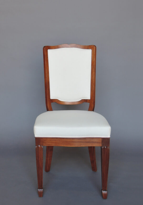 A Set of 12 Fine French Art Deco Mahogany Dining Chairs in the Manner of Arbus - Image 2