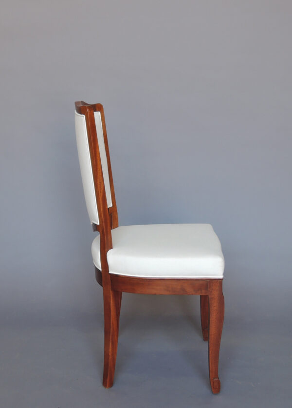 A Set of 12 Fine French Art Deco Mahogany Dining Chairs in the Manner of Arbus - Image 4