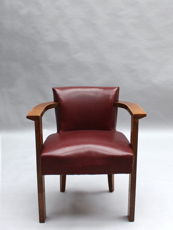 Fine French Art Deco Beech Wood Desk Chair - Image 2