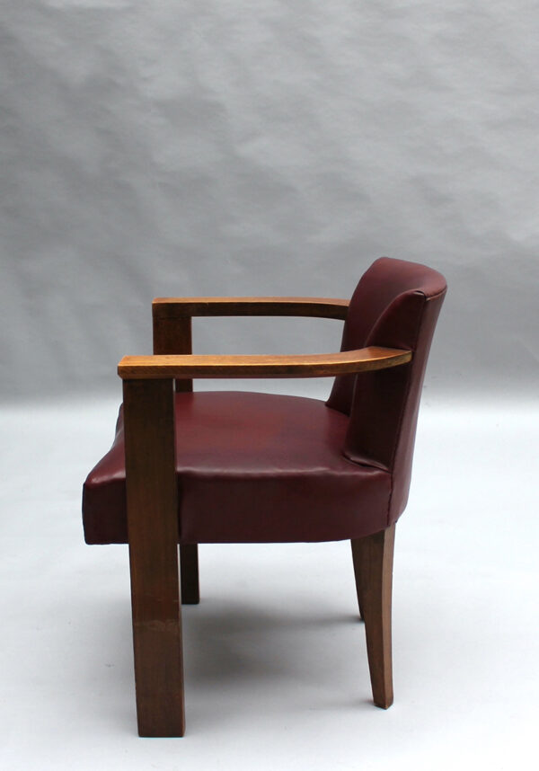 Fine French Art Deco Beech Wood Desk Chair - Image 4