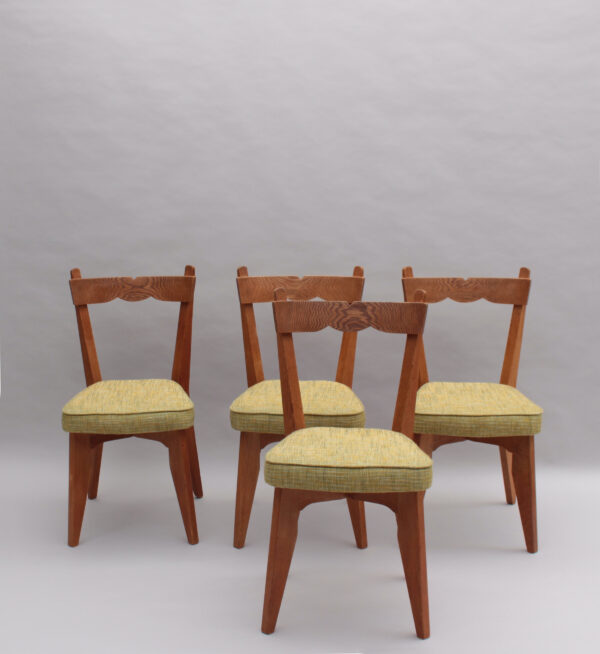 Set of 4 Fine French 1970s Oak Dining Chairs by Guillerme et Chambron - Image 2