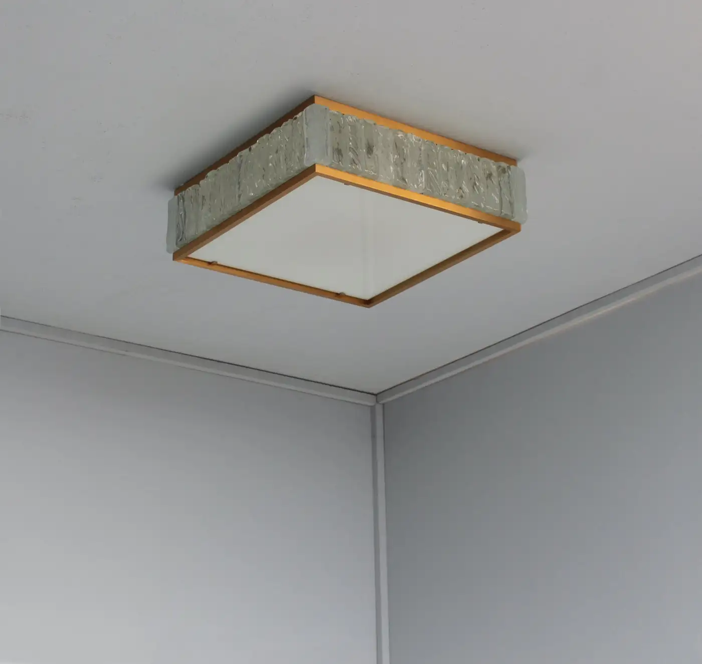 Fine 1970’s Brass and Glass Square “Queen's Necklace” Ceiling Light by Perzel - Image 2