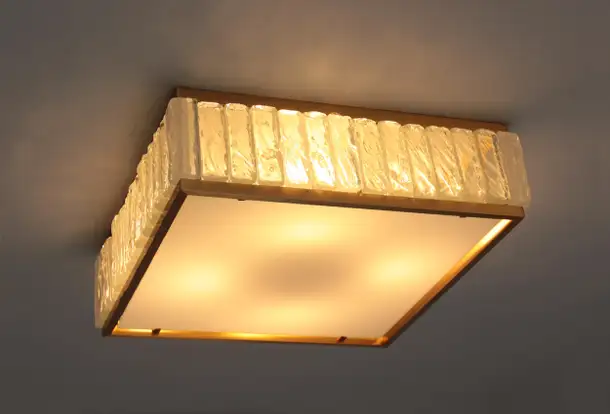 Fine 1970’s Brass and Glass Square “Queen's Necklace” Ceiling Light by Perzel - Image 7