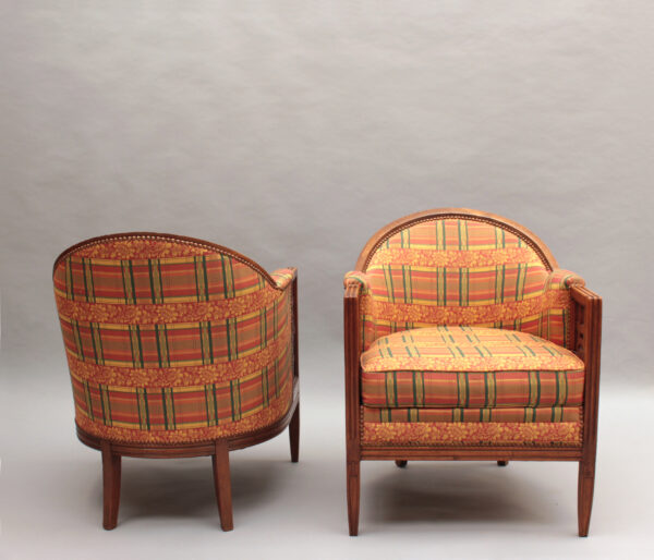 Pair of Fine French Art Deco Mahogany Armchairs by Paul Follot - Image 3