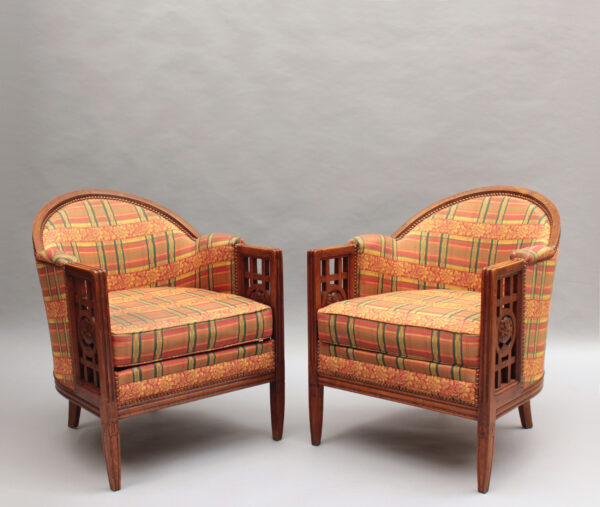 Pair of Fine French Art Deco Mahogany Armchairs by Paul Follot - Image 4