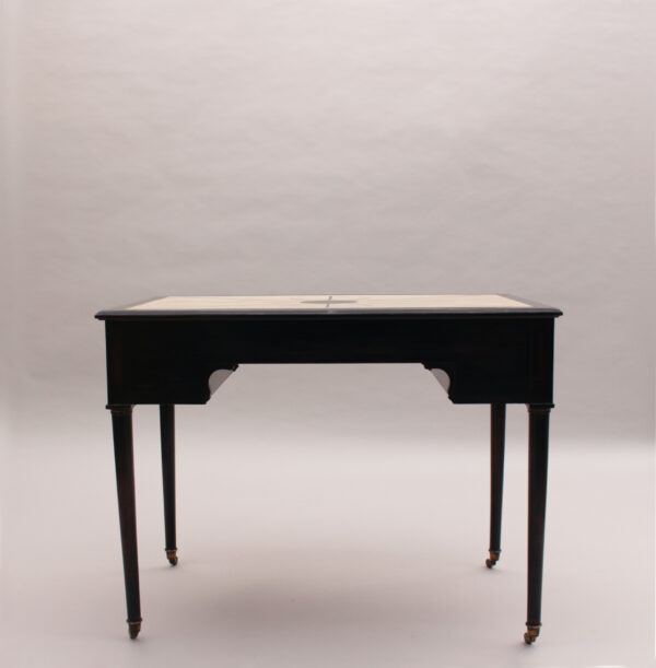 Fine French Blackened Wood Desk with an Off White Lacquered Top with Inlays - Image 5