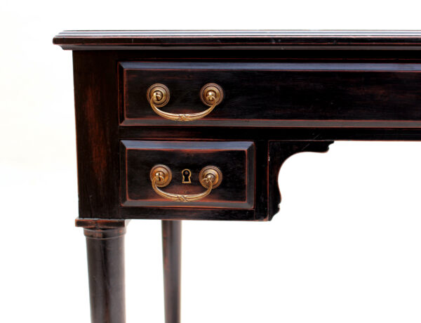 Fine French Blackened Wood Desk with an Off White Lacquered Top with Inlays - Image 13